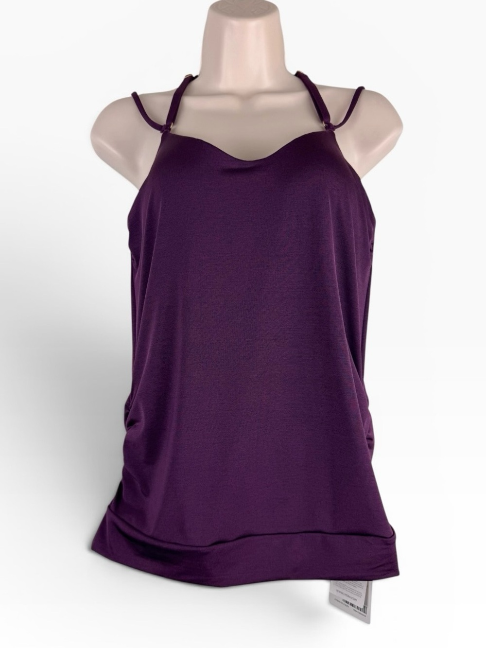 NWT Athleta Aqualuxe Tankini Swim Top XS Purple Strappy V-Neck UPF 50+ - Picture 2 of 7